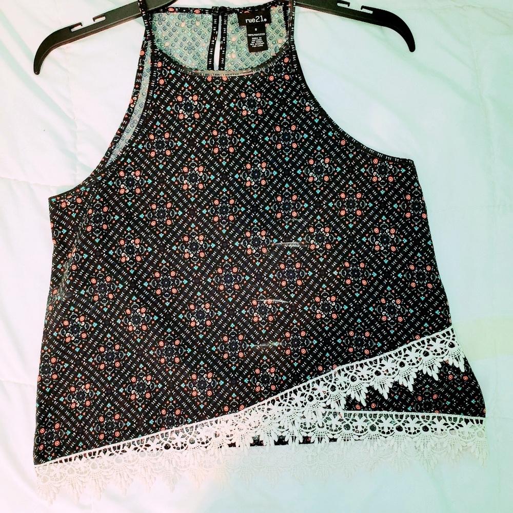 Rue 21 Floral Lace Halter tank